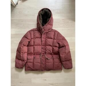 RRL Quilted Twill Puffer Jacket Coat Removable Hood Red M